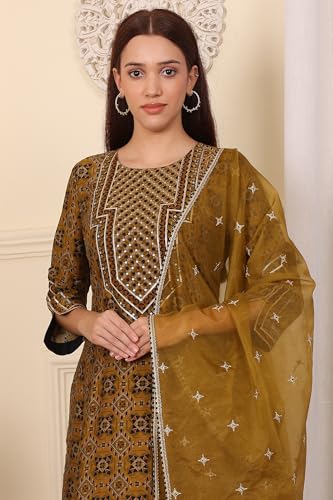 W for Woman Mustard Yellow Dori Embroidered Organza Dupatta