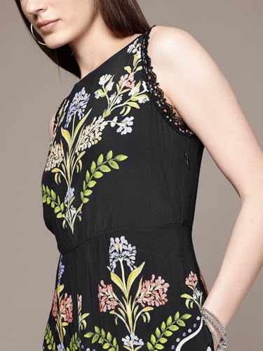 Label RITU KUMAR Navy Alaia Roound Neck Sleeveless Short Dress
