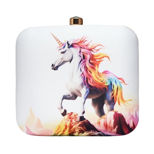 Artklim Multicolor Unicorn Printed Clutch