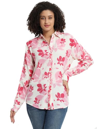 veldress21 Women Classic Stylish Office Shirt - Casual Office Wear (in, Alpha, 3XL, Plus, Pink)
