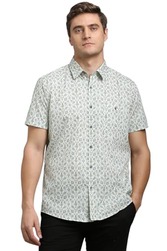 Louis Philippe Men Olive Print Half Sleeves Casual Shirt