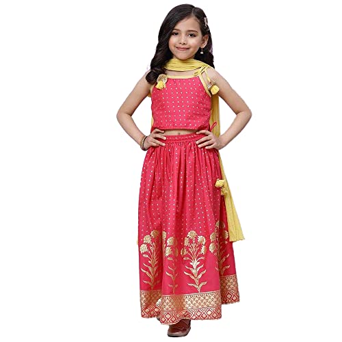 BIBA Girls Cotton Lehenga Set Readymade Pink 6 Years-7 Years