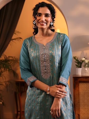 Libas Art Woven Design Silk blend Straight Kurta set for Women (49786AS)