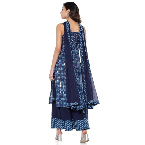 BIBA Women's Cotton Kurta Sets (SKDBOLD9941AW24IND_Indigo