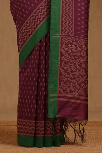 Soch Womens Purple Tussar Woven Designs Saree