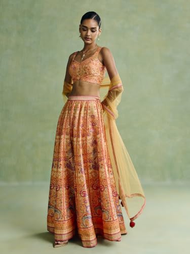 Aarke Ritu Kumar Yellow Festive Blouse With Lehanga And Dupatta