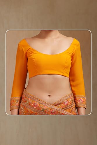 Soch Womens Mustard Georgette Embroidered Saree