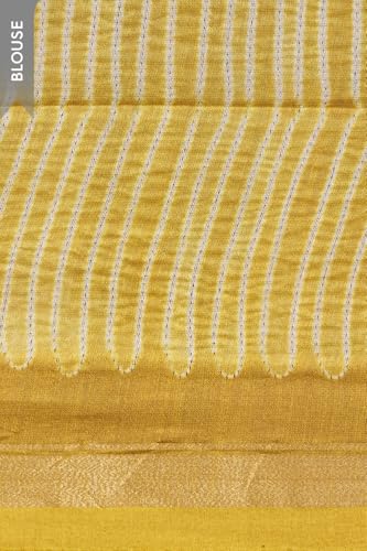 Taneira Women Light Yellow Pure Silk Cotton Shibori Saree with Unstitched Blouse Piece (SAPP01AA3718-Light Yellow)
