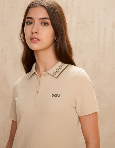 U.S. Polo ASSN. Polo Collar Textured Dress (UWAW25DRS213_Beige_S)