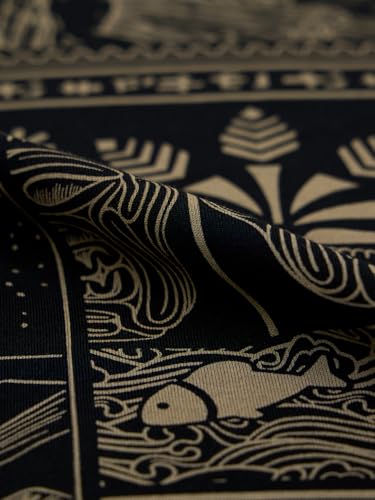 The Souled Store Nomad: Gilgamesh Men and Boys Short Sleeves Round Neck Black Mythological All Over Print Casual Drop Shoulder Cotton Super Oversized T-Shirt