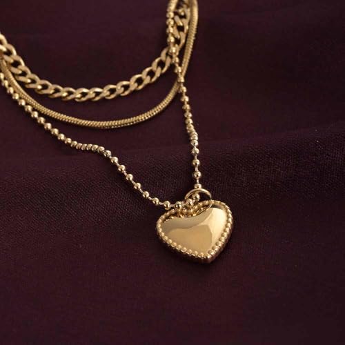 PALMONAS 18k Gold Plated Gilded Affection Layered Necklace for Womens - Waterproof & Anti-Tarnish, Gift for Girls & Women