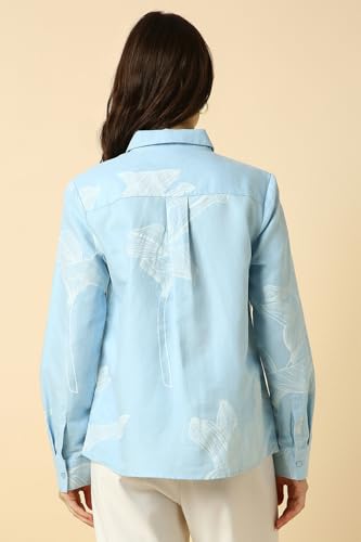Allen Solly Women Light Blue Print Long Sleeves Shirt