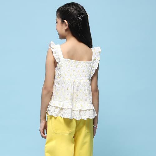 BIBA Girls Solid Tired Kid(KWSAMARKAND5735_White_9)