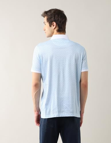 Arrow Men's Printed Regular Fit Polo Shirt (ARAJTS3861_Aqua