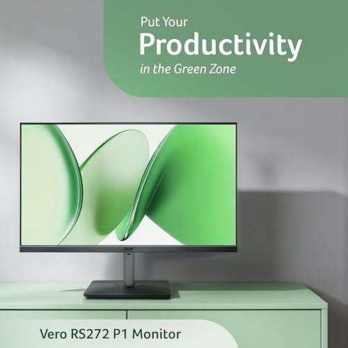 Acer RS272 P1 27 Inch IPS FHD Monitor | 144Hz Refresh | 1ms VRB | AMD FreeSync | Ultra Slim 6.9mm ZeroFrame Design | HDMI + VGA | 99% sRGB | Dual Glass Design | Built-in Speakers | Tilt Adjustable