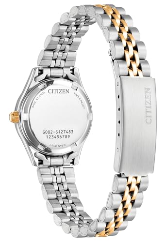 Citizen Womens Ladies' Dress Quartz Stainless Steel Blue Dial Analogue Bracelet With Crystals And Day Date, Two-Tone Band