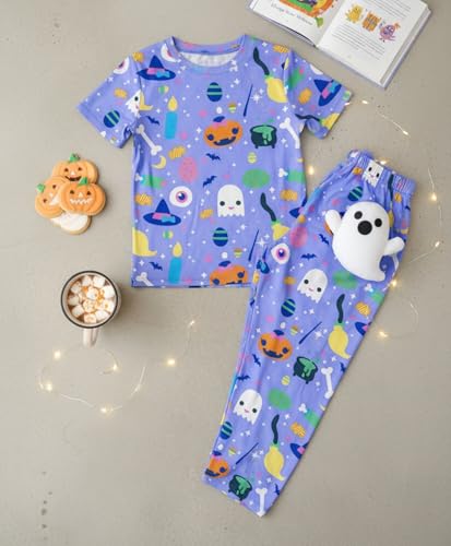 ANTHRILO Halloween Girls Short Sleeve Pyjama Set - Purple | 1-2 Years