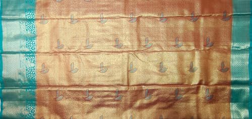 VFCollections Women's Traditional Handloom Kanchipuram Silk Pure Pattu Sarees | Rich Zari Woven Design | Bridal Saree | Unstitched Blouse (VFC721-6)