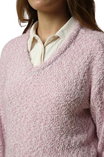 Allen Solly Women's Polyester Blend V-Neck Sweater (AHSWCRGPQ45837_Pink