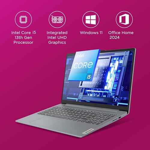 Lenovo IdeaPad Slim 3 Core i5 13420H (16GB RAM/512GB SSD/15.6" (39.6cm)/Integrated Intel UHD Graphics/Windows 11/Office Home 2024/1 Year ADP Free/Grey/1.6Kg), 83EM00H0IN Laptop