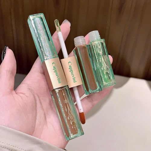 Cappuvini Forest Secret Double Headed Lip Glaze | Water Light Single-Coated Formula | Long Stay Waterproof Lips Care | Longlasting Shades Light Pink Nude Red-Brown | Moisturizing Lip Blam with Glossy High Shine Finish | Cute Floral Packaging for Teen Girl