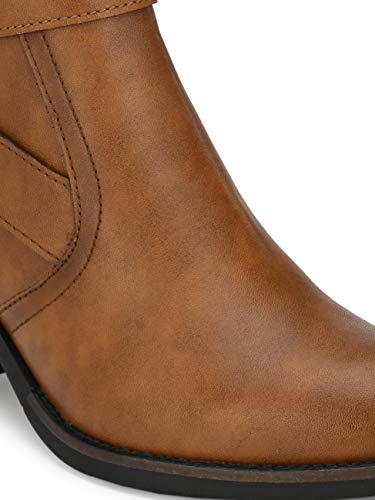 Delize Women mid Heel, Pointed Toe Ankle Boots (41, Tan)