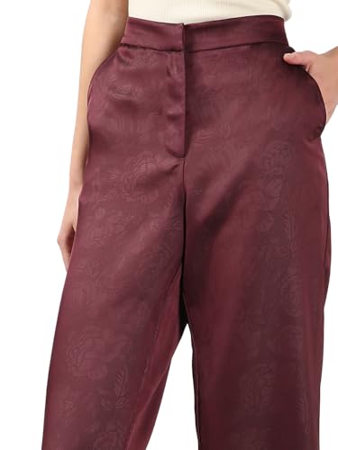 VERO MODA Women Straight Fit Maroon High Rise Pants