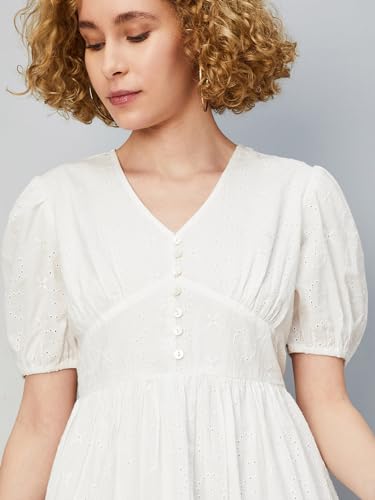 Max Women Schifilli Midi Dress, Off White, L