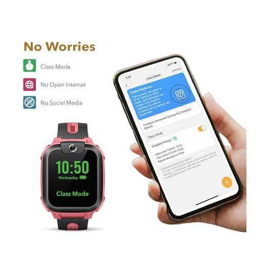 imoo Phone Watch Z1 – Smart Watch with GPS Tracker, 4G Video & Voice Calls, Advanced Parental Controls, Durable Quality with IPX8 Water Resistance, SOS, for Kids (Grapefruit Red)