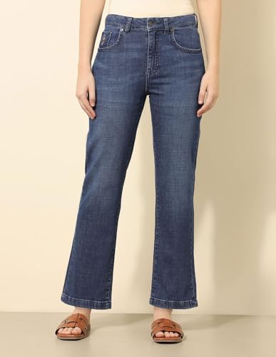 U.S. POLO ASSN. Women High Rise Straight Fit Jeans (UWAW24JEN282_Blue_36)