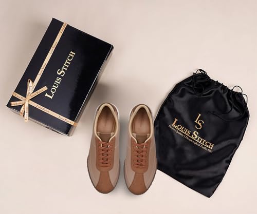 LOUIS STITCH Russet Tan and Beige Sneaker for Men | Comfortable Lace-Up Sneaker | LSP-SNK-AVI009-TNBG | UK-10
