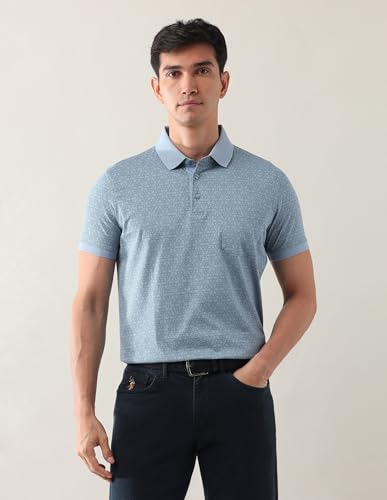 Arrow Men's Geometric Regular Fit Polo Shirt (ARAJTS3829_Grey