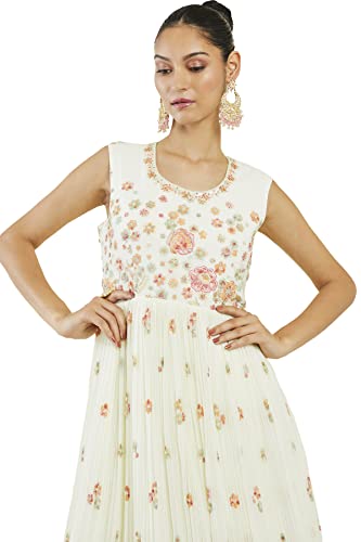 Soch Women Yellow Georgette Embroidered Gown (Yellow_XL)