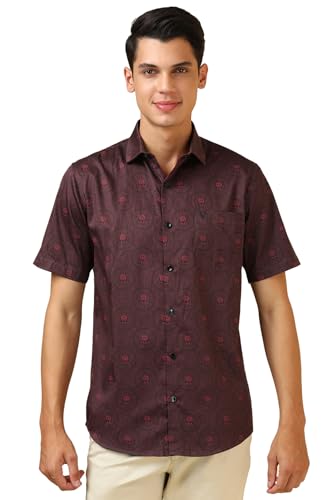 Allen Solly Men Maroon Print Half Sleeves Casual Shirt