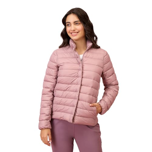 NYKD By Nykaa Ultra Light Weight Puffer Jacket with Inbuilt Bag (Set of 2)-NYAT405-Blush (M)