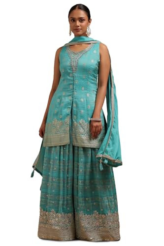 Soch Women's Brocade Salwar Suit Set (OWA5CD22390_Turquoise Blue