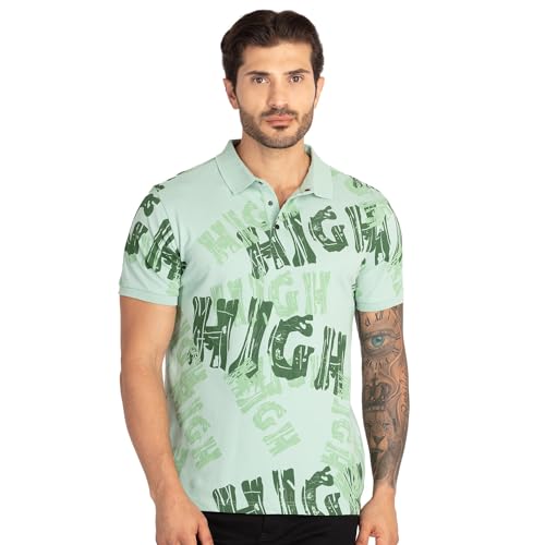 Status Quo Mens All Over Printed Polo T-Shirt SAGE