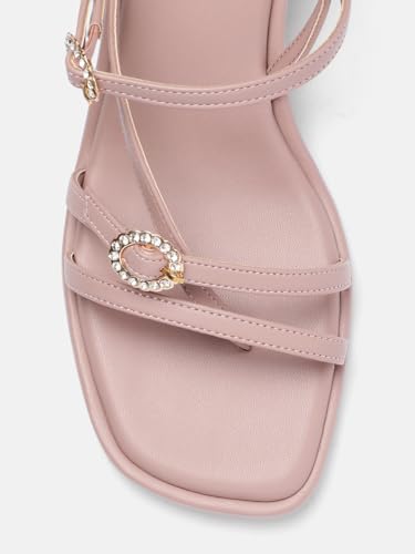 Marc Loire Women Embellished Fashion Sandals with Kitten Heels (Nude, UK Footwear Size System, Adult, Women, Numeric, Medium, 4)