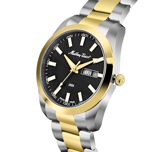 Mathey-Tissot Swiss Made Mathy I Day-Date Quatrz Black Dial Analog Watch for Men - H453BN