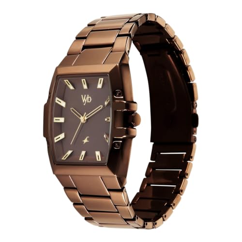 Fastrack Vyb Challenger Quartz Analog 3 Hands Brown Dial Brown Alloy Strap Watch for Guys - FV30023QM04W