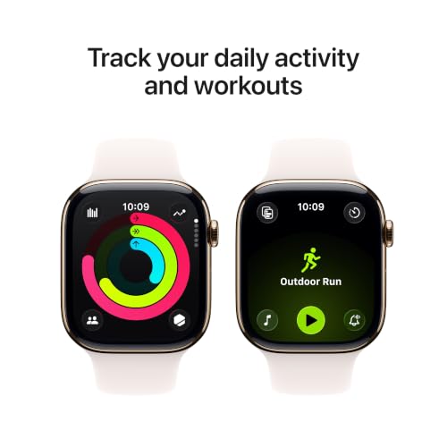 Apple Watch Series 11 GPS + Cellular 46mm Gold Titanium Case with Light Blush Sport Band - S/M