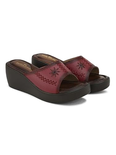 pelle albero Women's Latest Trendy Cherry Leather Slip-On Heels Wedge Sandals