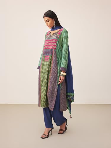 Ritu Kumar Teal Sugati Kurta With Pant And Dupatta