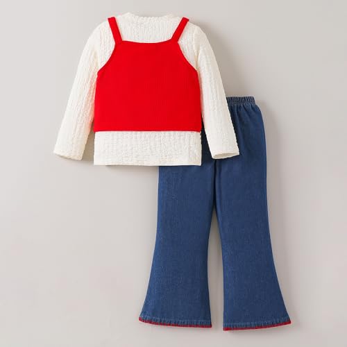Hopscotch Girls Full Sleeves Yellow 3-Pc Animal Applique Jeans Set For Age (3-4 Years)