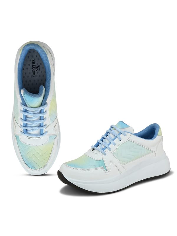 XE Looks Women Printed Lace-Up Sneakers | Comfortable Lightweight Soft Sole Casual Shoes for Girls | Fashionable, and Stylish Design Footwear | Ideal for Walking, Running and Daily Use