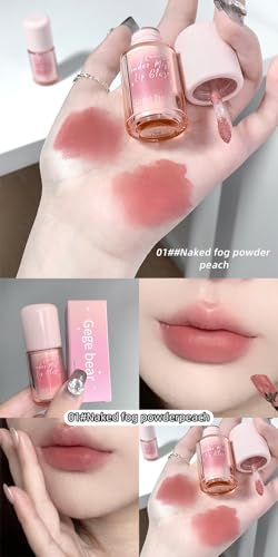 Gege Bear Powder Mist Lip Glaze | Ultra-Fine Soft Matte Finish | Lightweight & Long-Lasting | 6 Gorgeous Shades | Fluffy Cloud Lip Tint Effect | Smooth & Luxurious Texture | Modern & Chic Lip Makeup for Women (03# Rose, 2.5g)