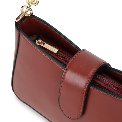 Fastrack Women's Chain Strap Shoulder Bag with Top Zip and Flap Closure | Main Compartment, Inner Zip and Slip Pockets | Stylish Shoulder Bag | Trendy Women's Handbags, Brown