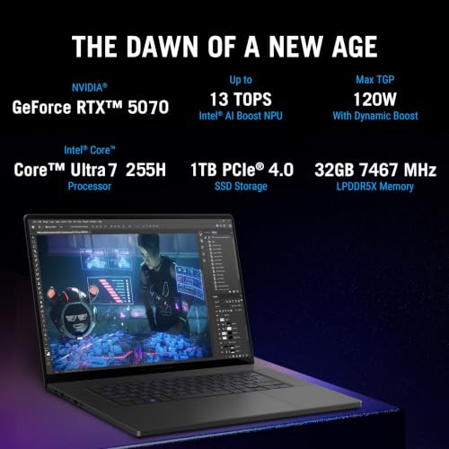 ASUS ROG Zephyrus G16 (2026),Intel Core Ultra 7 255H, RTX 5070-8GB, 32GB RAM, 1TB SSD, 2.5k FHD+,16"(40 cm), Win 11,M365 Basic(1 Year),Office 2024, Eclipse Gray, 1.85 Kg, GU605CP-QR117WS,Gaming Laptop