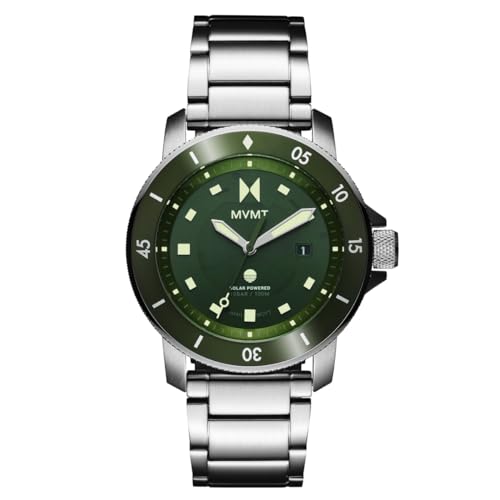 MVMT Stainless Steel Cali Diver Men'S Solar Rechargeable Sport'S Analog Watch - Water-Resistant 10 Atm/100 Meters - 40Mm