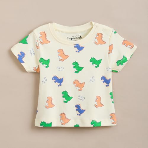 Hopscotch Baby Girls Animal Print Short Sleeves Multicolor Tees For Ages (18-24 Months)